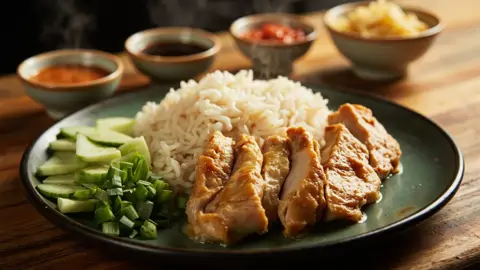 Arroz con Pollo Hainan de Singapur