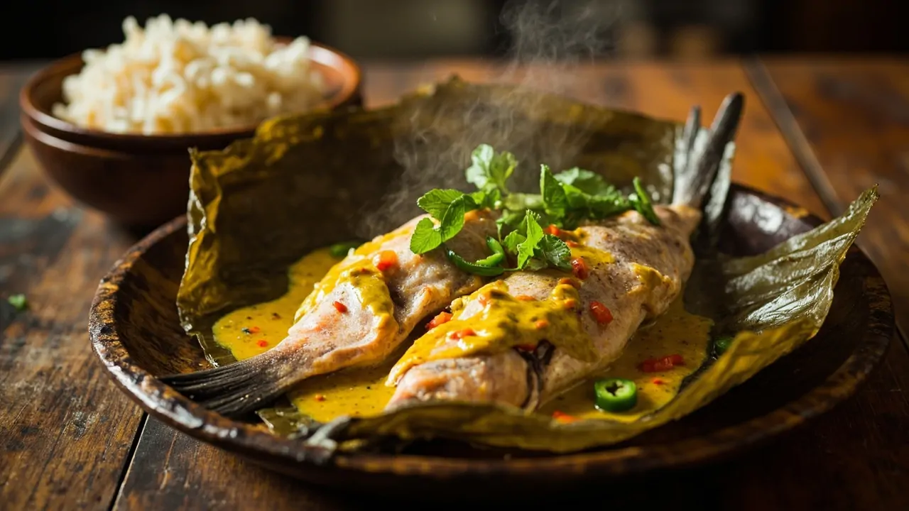 Ilish Bhapa (Pescado Hilsa al Vapor con Pasta de Mostaza)