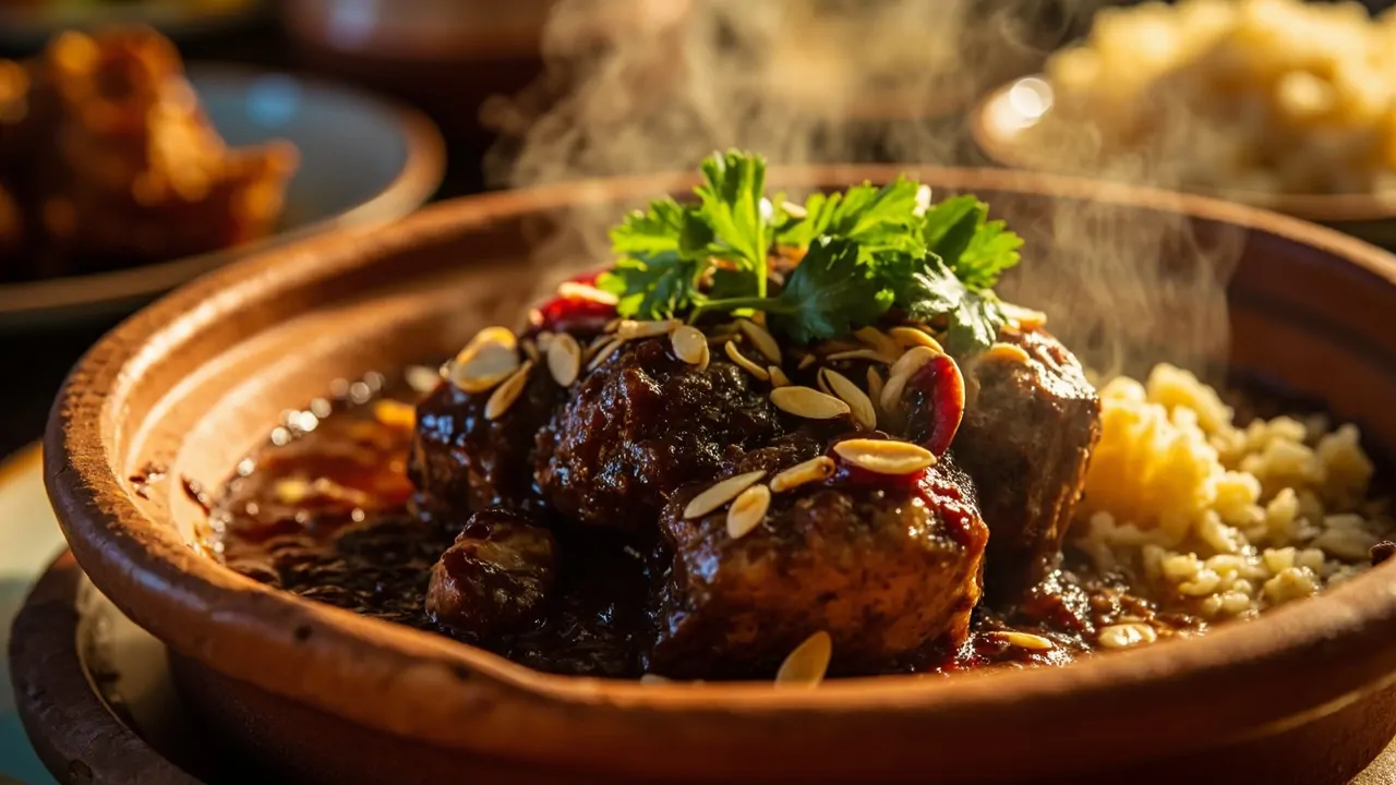 Tagine de cordero con ciruelas y almendras