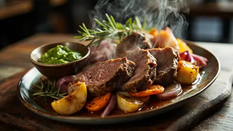 Cordero Asado con Kumara y Salsa de Menta