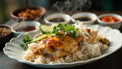 Arroz con Pollo Hainanés de Singapur