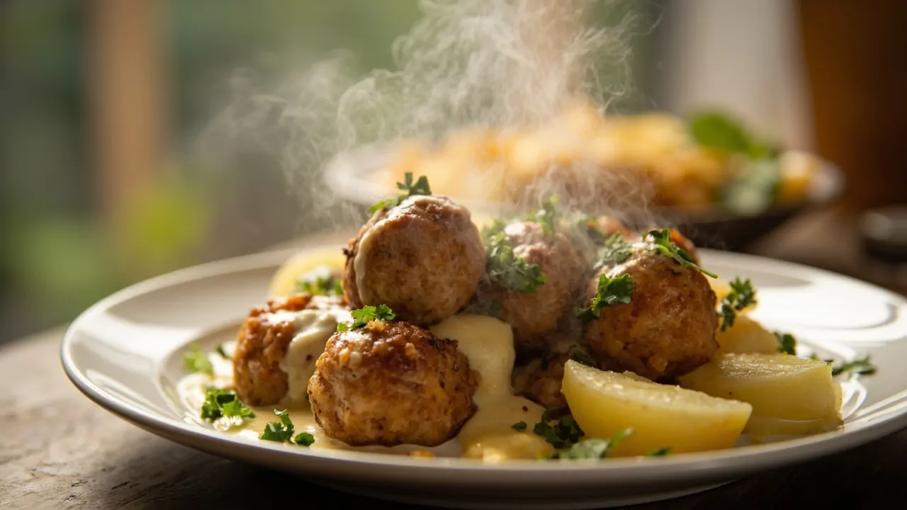 Frikadeller con Salsa de Mantequilla y Perejil