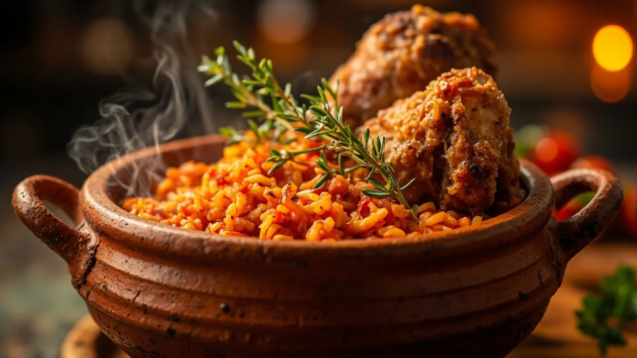 Jollof Rice Nigeriano con Pollo