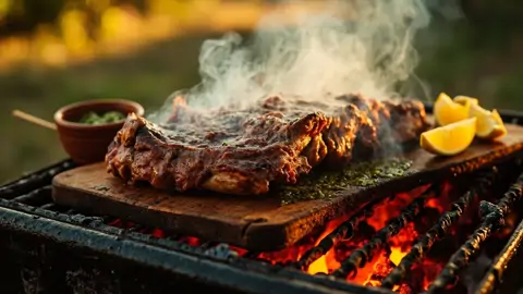 Asado de Tira a la Parrilla con Chimichurri