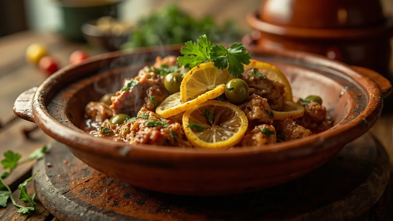 Tagine de Pollo con Limón en Conserva y Aceitunas