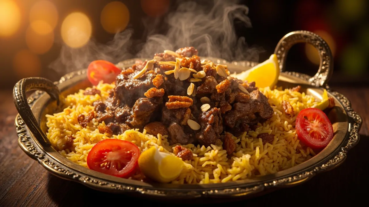 Quzi Iraquí - Cordero Asado con Arroz de Azafrán