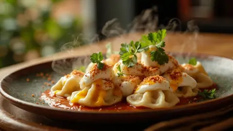 Mantı Turco (Dumplings Turcos con Salsa de Mantequilla y Yogur)