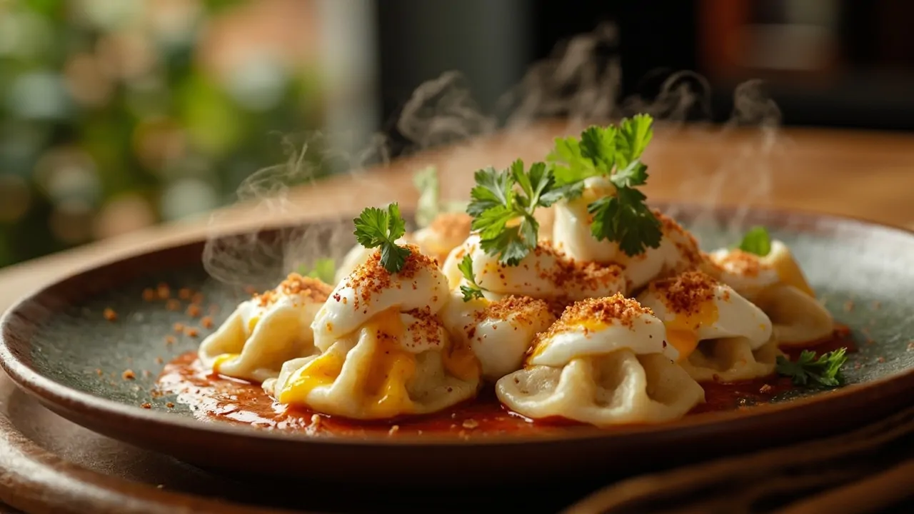 Mantı Turco (Dumplings Turcos con Salsa de Mantequilla y Yogur)