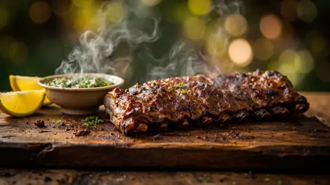 Asado de Tira a la Parrilla con Chimichurri