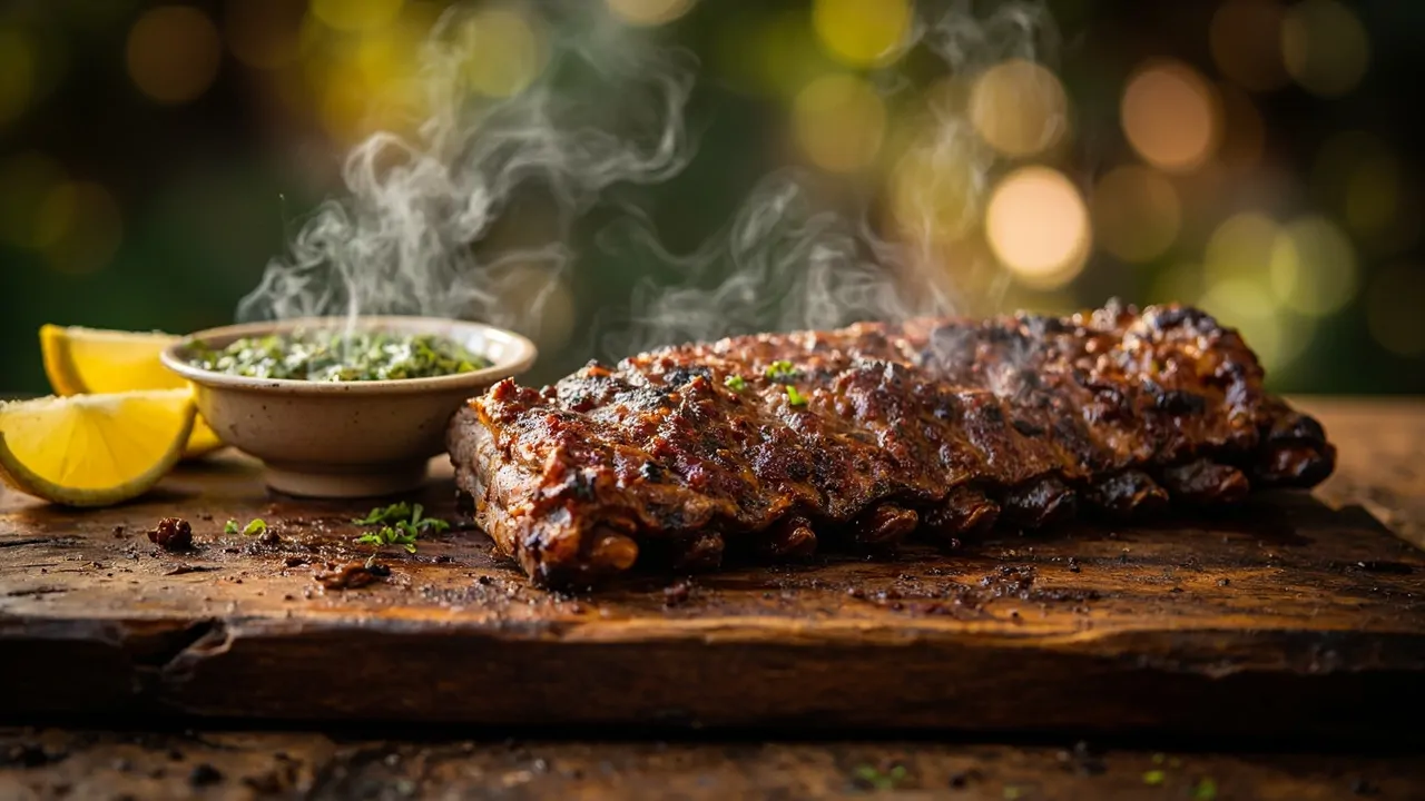 Asado de Tira a la Parrilla con Chimichurri