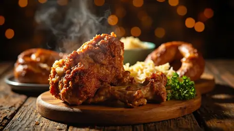 Schweinshaxe Asado con Patatas al Perejil