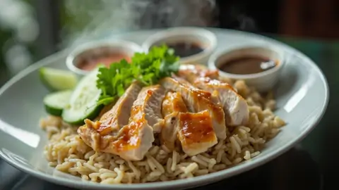 Arroz con Pollo Hainanés de Singapur