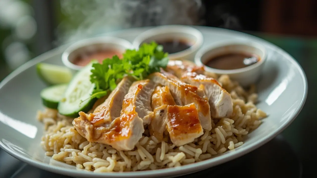 Arroz con Pollo Hainanés de Singapur