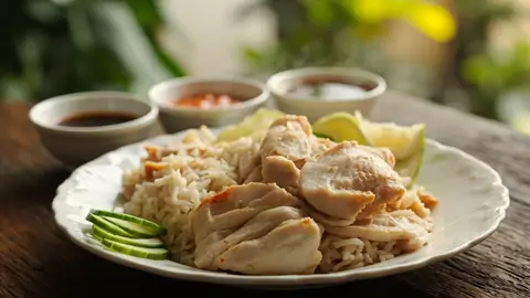 Hainanese Chicken Rice (Pollo Hainanés con Arroz)