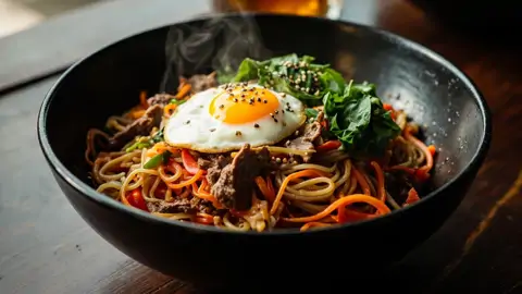 Japchae (Fideos de Batata con Ternera y Vegetales)