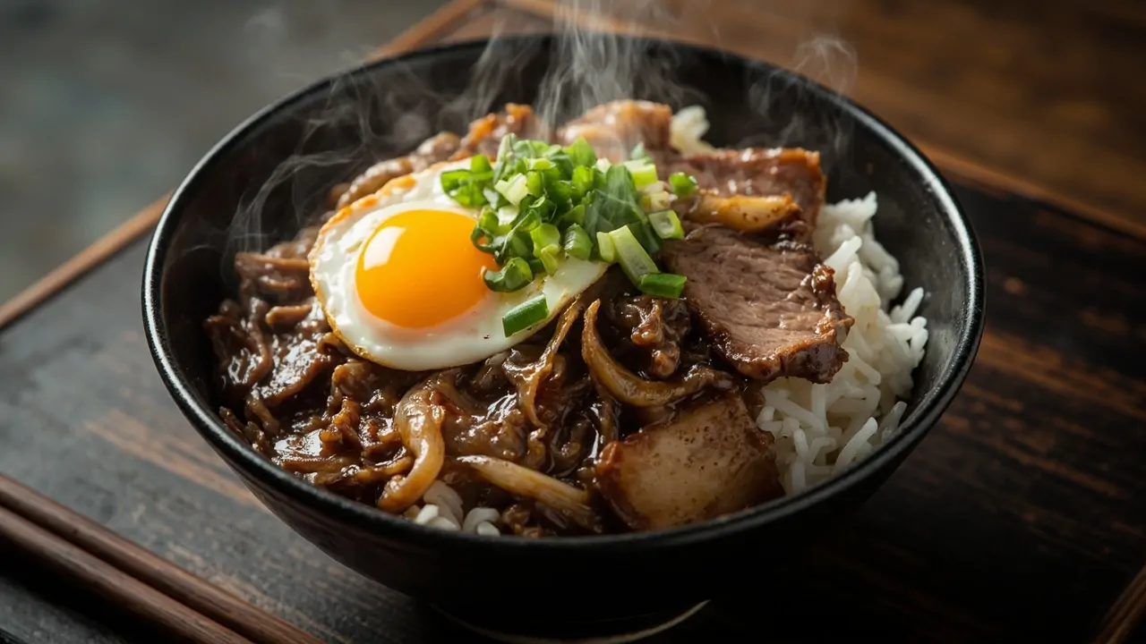 Gyudon (Tazón Japonés de Ternera sobre Arroz)