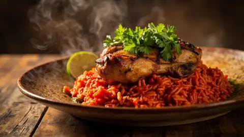 Nigerian Jollof Rice with Grilled Chicken