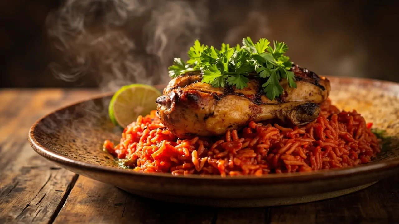 Nigerian Jollof Rice with Grilled Chicken