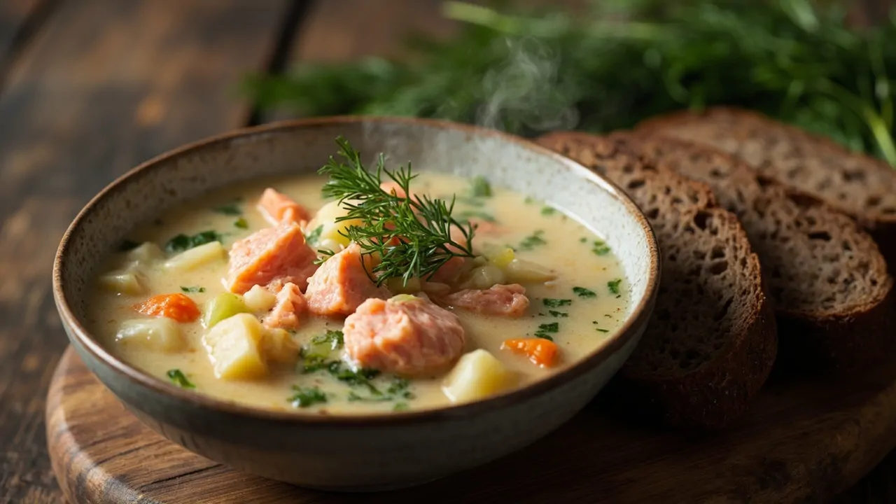 Lohikeitto (Sopa cremosa de salmón finlandesa)