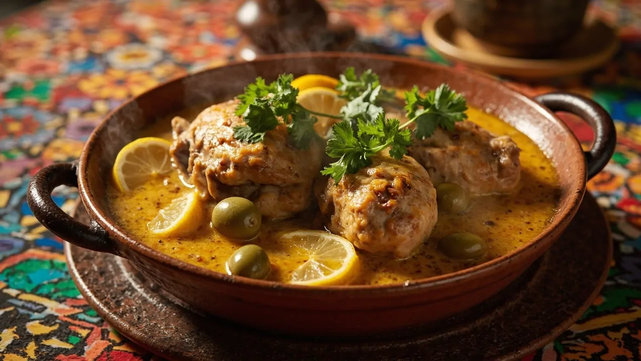 Tagine de Pollo con Limón en Salmuera y Aceitunas