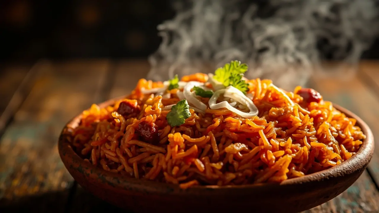 Jollof Rice Nigeriano (Arroz con Salsa de Tomate y Especias)