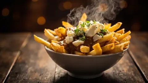 Poutine clásica canadiense