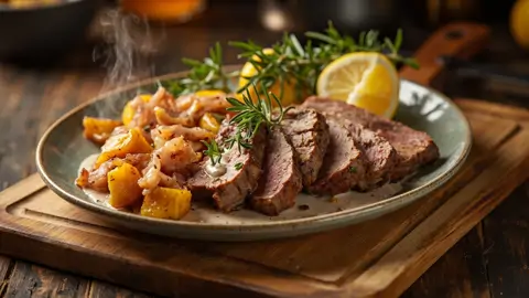 Roast Lamb with Kumara and Mint Sauce
