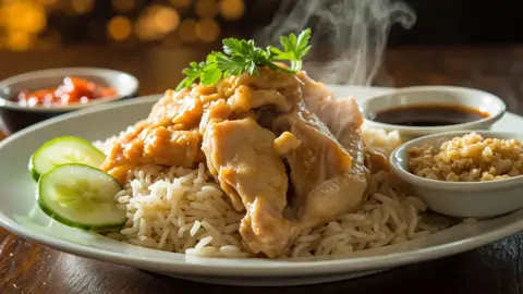 Arroz con Pollo Hainanés (Hainanese Chicken Rice)