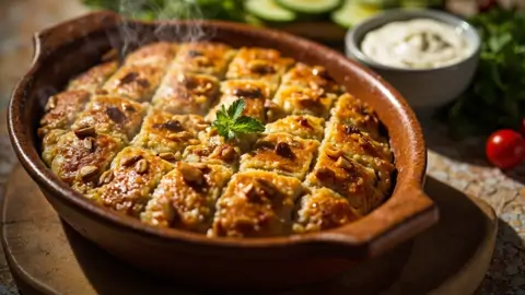 Kibbeh Bil Saniyeh (Pastel de Kibbeh Horneado)