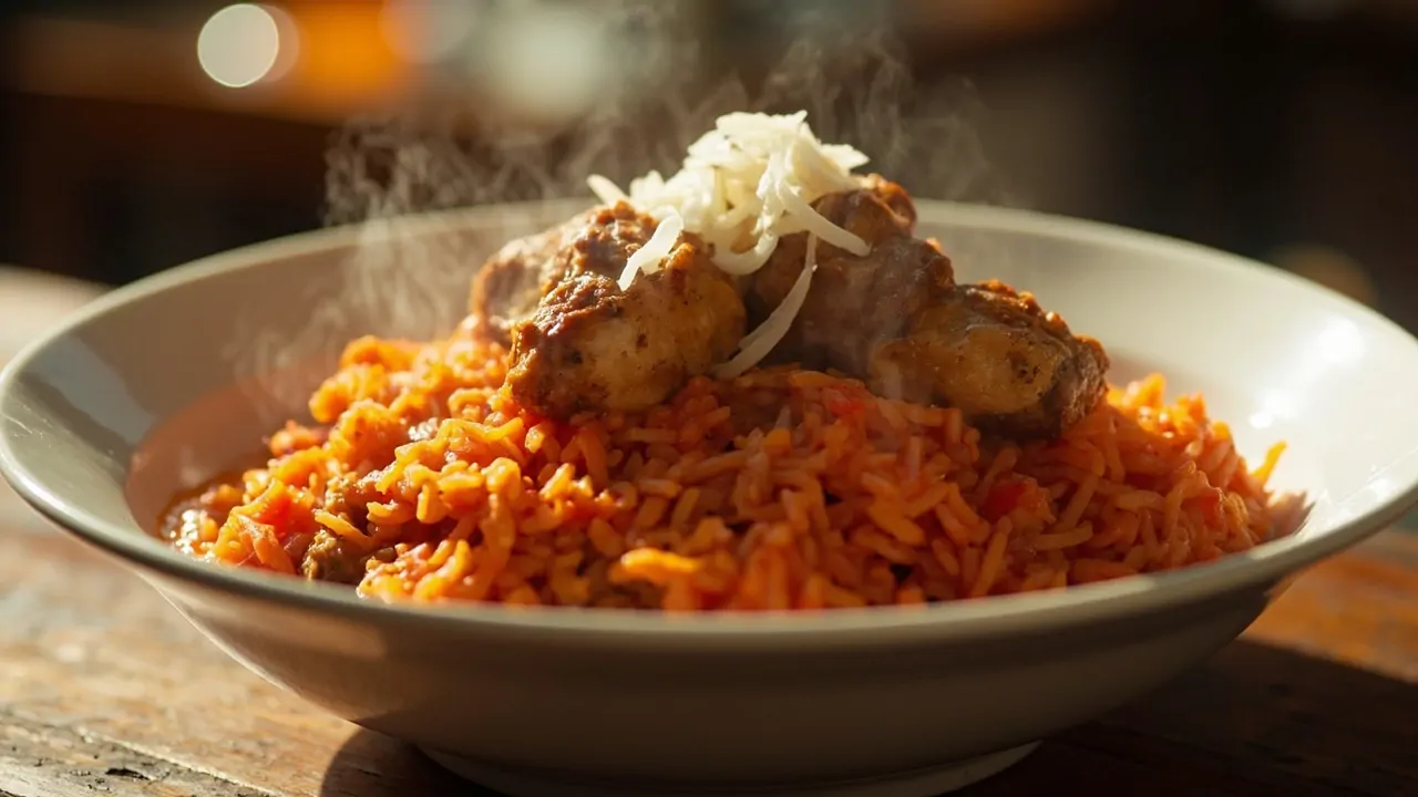 Jollof Rice nigeriano con pollo