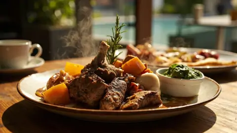 Roast Lamb with Kumara and Mint Sauce