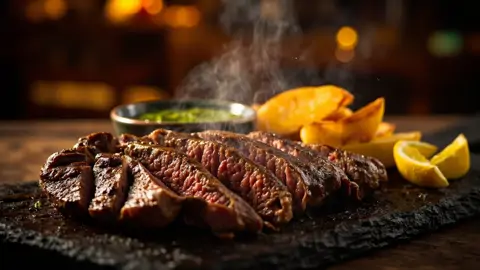 Bife de Chorizo con Chimichurri y Papas Rústicas