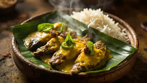 Ilish Bhapa — Hilsa al vapor con salsa de mostaza y coco