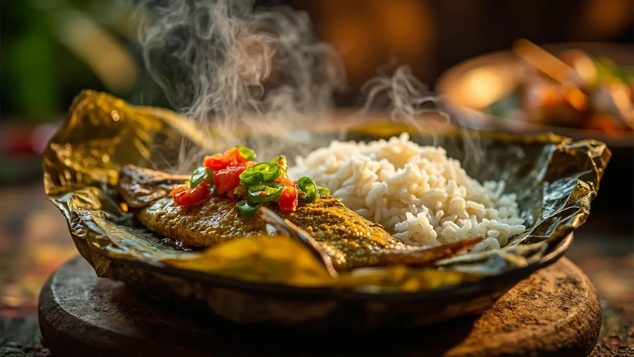 Ilish Bhapa (Hilsa al Vapor con Pasta de Mostaza)
