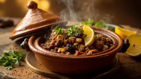 Tagine de cordero con ciruelas y almendras