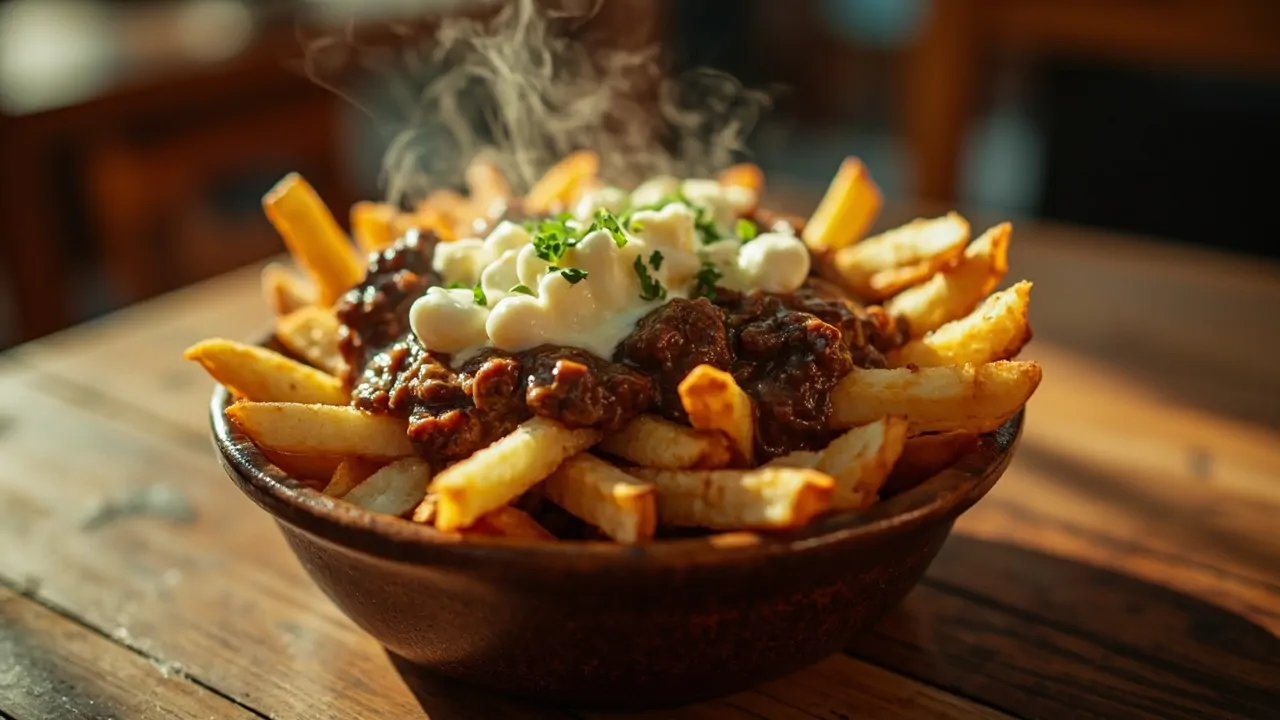 Poutine canadiense clásica casera