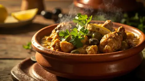 Tagine de Pollo con Limón Encurtido y Aceitunas
