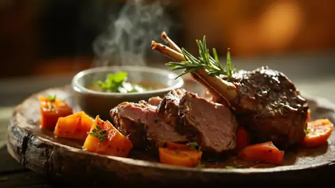 Roast Lamb with Kumara and Mint Sauce