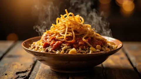 Koshari egipcio casero