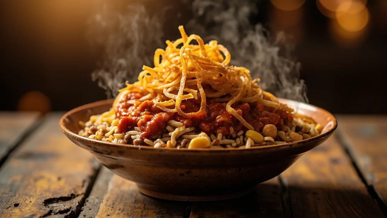 Koshari egipcio casero