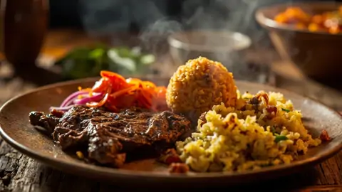 Nyama Choma con Ugali y Kachumbari