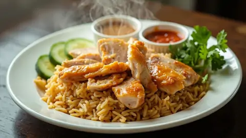 Arroz con Pollo Hainanés (Hainanese Chicken Rice)