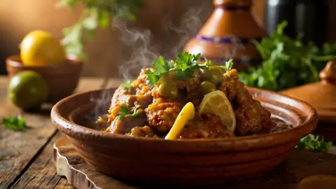 Tagine de Pollo con Limón en Conserva y Aceitunas