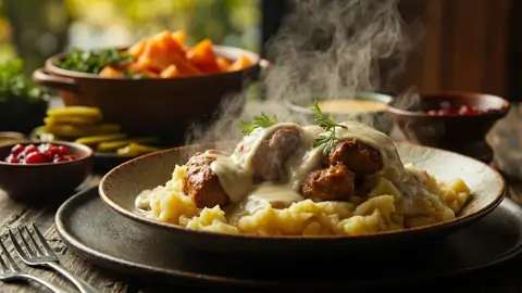 Köttbullar Suecas con Puré de Papa