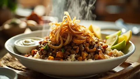 Mujadara Libanesa con Cebolla Caramelizada