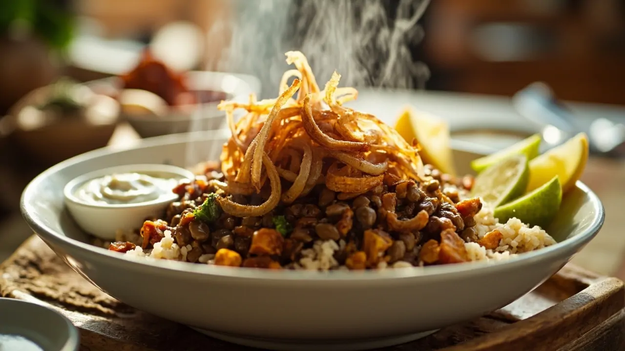 Mujadara Libanesa con Cebolla Caramelizada