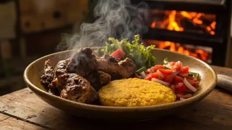 Nyama Choma con Ugali y Kachumbari
